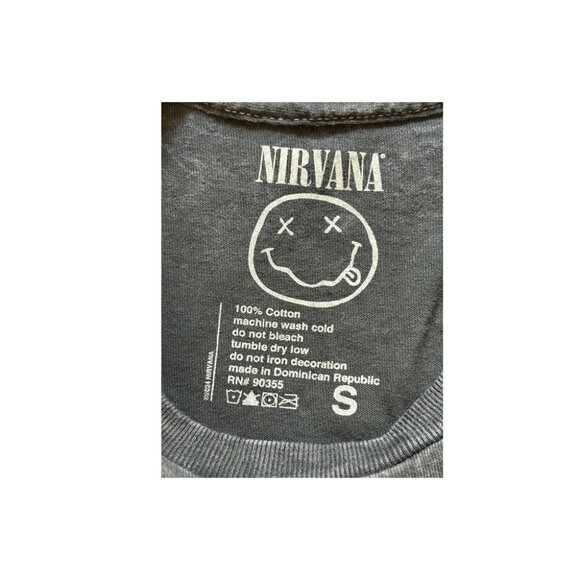 Nirvana Smiley Mineral Wash Grunge Band Tee - Picture 2 of 3